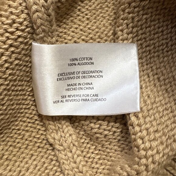 GAP Crewneck Sweater Camel L Ribbed Neck Cuffs Waist Cotton Pullover - Picture 6 of 6